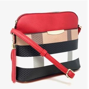 Lightweight Medium Dome Vegan Leather Crossbody Bag Shoulder Bag with Tassel